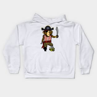 Pirate Chimpanzee Standing on some Bananas Kids Hoodie